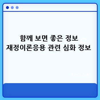 함께 보면 좋은 정보 재정이론응용 관련 심화 정보