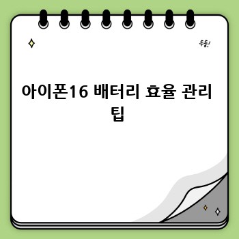 아이폰16 배터리 효율 관리 팁